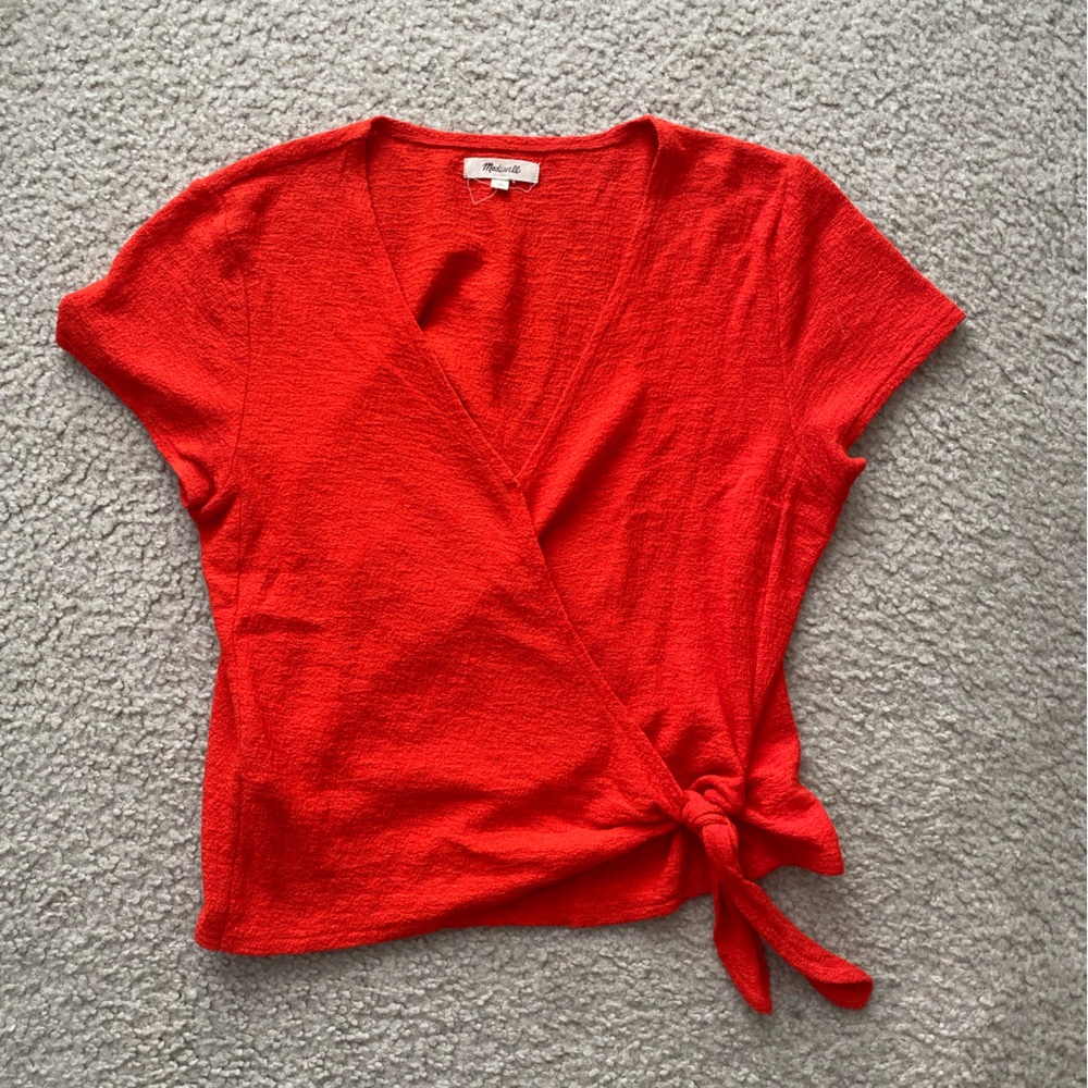 Burnt Orange Wrap Top (Madewell)